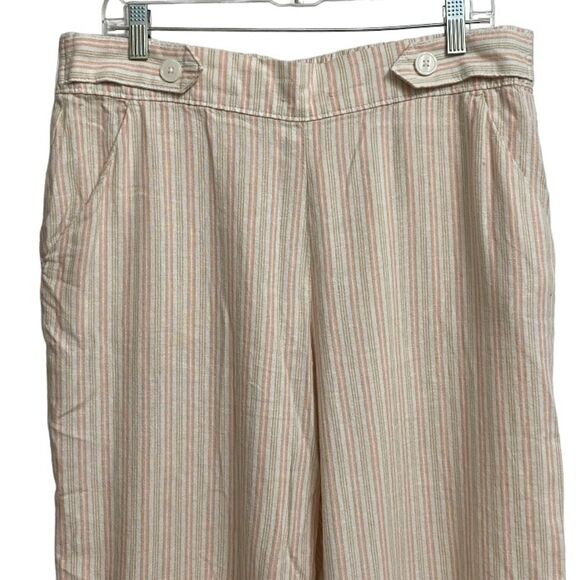 Croft & Barrow Linen Blend Pull On Capri Pants Women's Size L Stripes Neutral - Picture 2 of 13